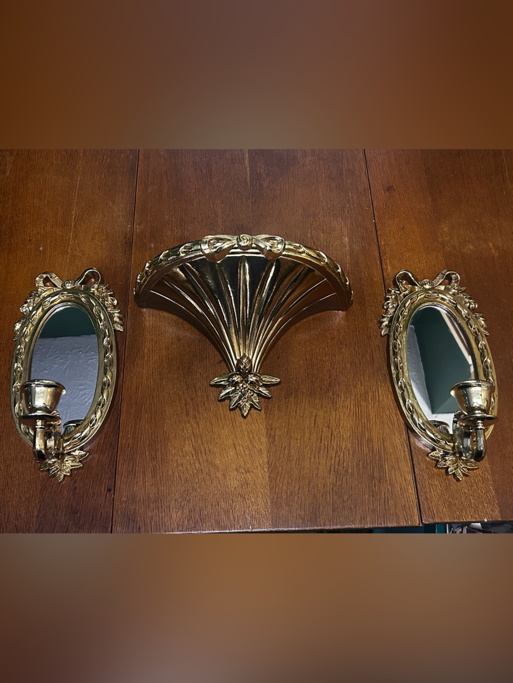 90s Burwood vintag gold shelf and wall candle sconces
